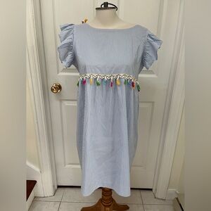 SHEIN striped Blue White and tassels dress